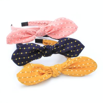 2.5cm wide square dot print bow aliceband