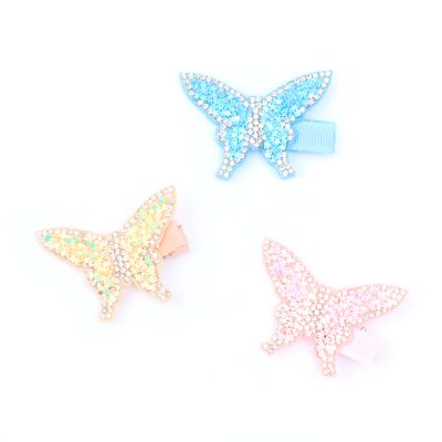 Diamante & glitter butterfly beak clip. 3.5cm