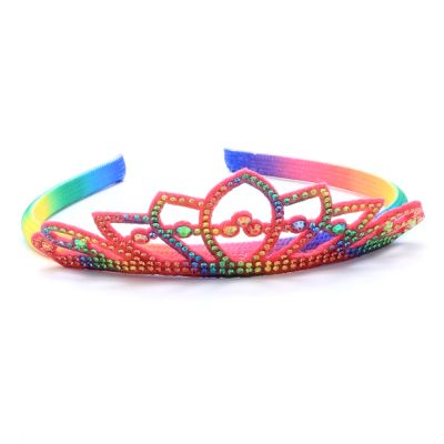 Rainbow felt crown aliceband with diamantes