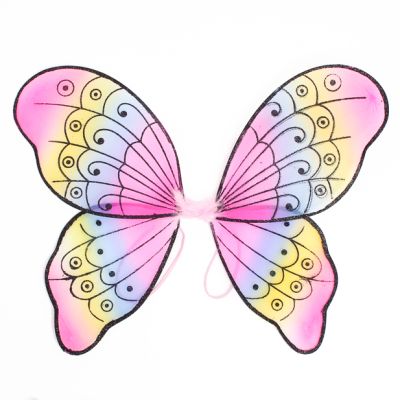 Rainbow fairy wings with Black glitter 48x42cm
