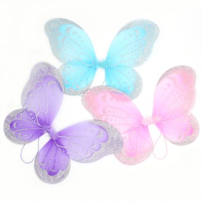 Assorted colour silver glitter detail fairy wings 47x35cm
