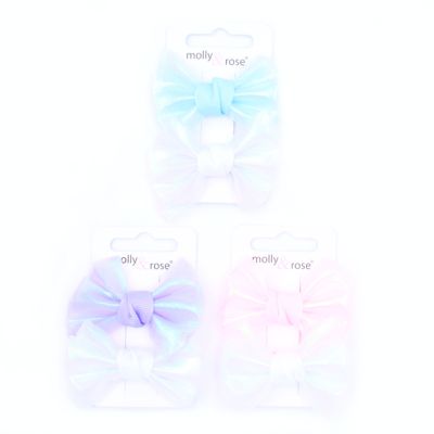 Shiny fabric bow clips 5cm
