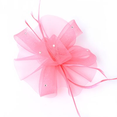 Style Luna. Pink net fascinator on a clip