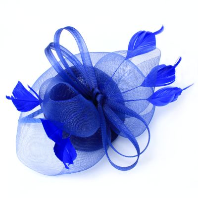 Style Sophia. Sinamay cap fascinator with net and feathers