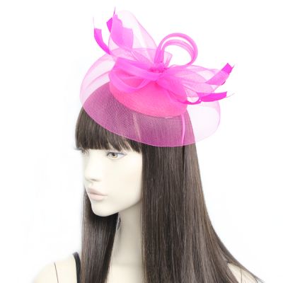 Style Sophia. Sinamay cap fascinator with net and feathers