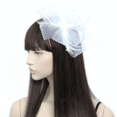 Style Freya. Looped net and feather fascinator on an aliceband
