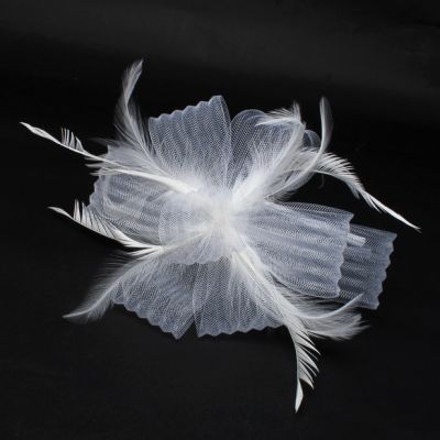 Style Freya. Looped net and feather fascinator on an aliceband