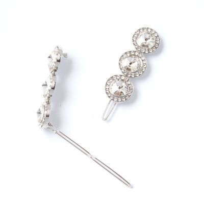 Card of 2 diamante cluster hair slides 6cm