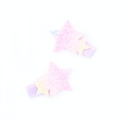 Card of 2 glitter star beak clips 3.5cm