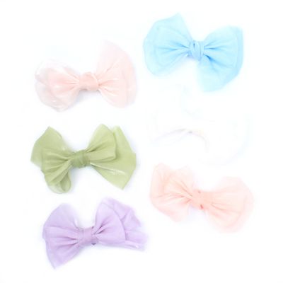 Chiffon fabric double bow beak clip 4.5cm