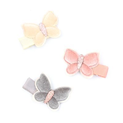 Card of 2 velvet butterfly clips 3.5cm