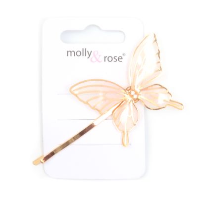 Large rose gold butterfly hair grip 6cm