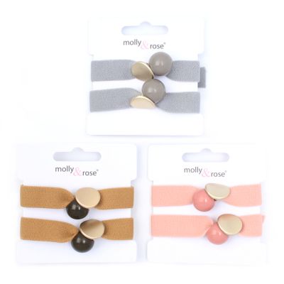 Beaded Elastics - Assorted - Card of 2 - 1.4cm thick