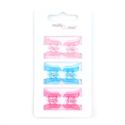 Card of 6 butterfly mini clamps. 1cm