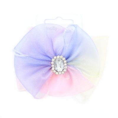 Ombre rainbow rosette bow fork clip 5cm