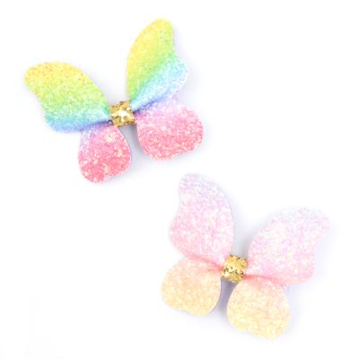 Rainbow glitter butterfly hair clips 5cm