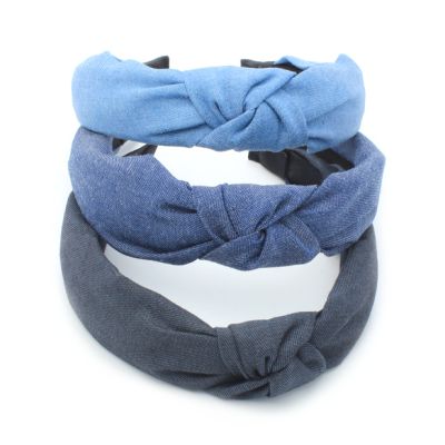 2.8cm wide denim fabric knotted top aliceband