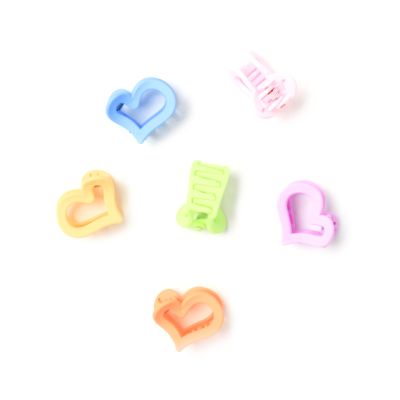 Card of 6 open heart mini clamps 2cm