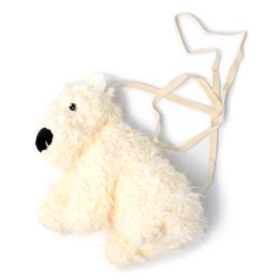 Cream furry Snowball the dog shoulder bag 28x21cm