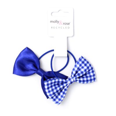Card of 2 recycled bow elastics in Royal blue