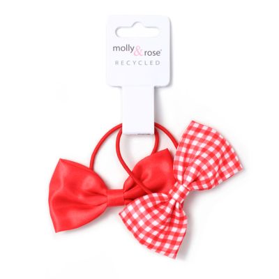 Card of 2 recycled bow elastics in Red