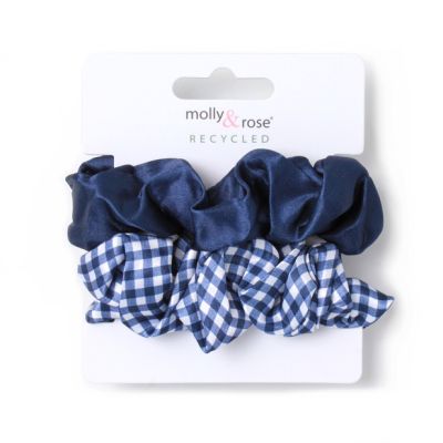 Small - Card of 2 Navy scrunchies. Dia.8cm