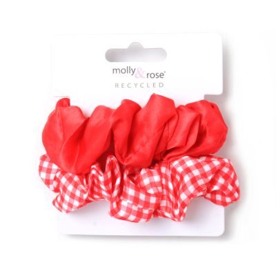 Small - Card of 2 Red scrunchies. Dia.8cm