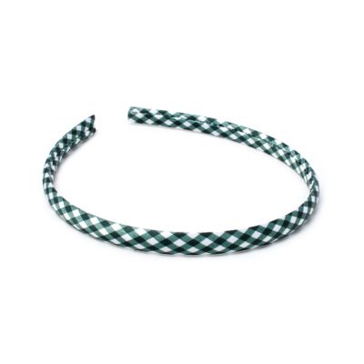 1cm wide recycled Bottle Green gingham aliceband