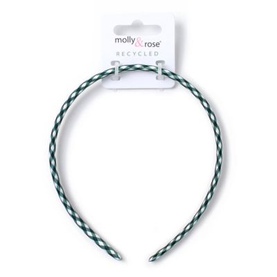 1cm wide recycled Bottle Green gingham aliceband