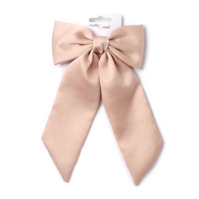 Nude bow barrette clip with tails 10cm