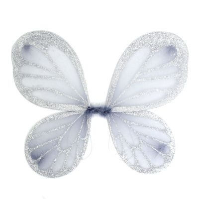 Silver Grey fairy wings with silver glitter 45x35cm