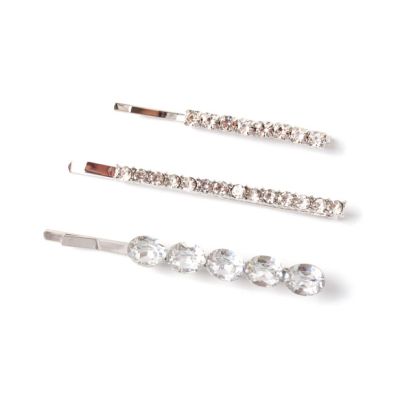 Card of 3 diamante hairslides