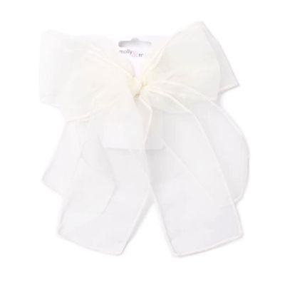 Ivory double bow barrette clip with tails 8cm
