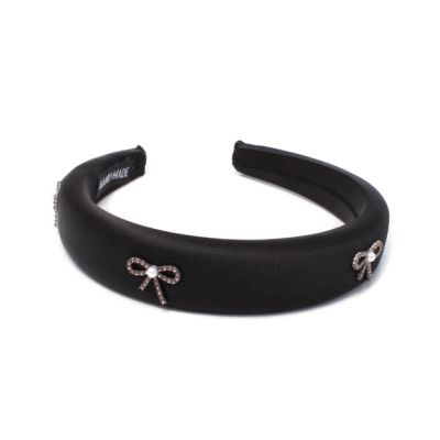 3cm wide padded aliceband with crystal bow motifs
