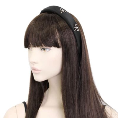 3cm wide padded aliceband with crystal bow motifs