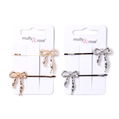 Card of 2 bow hair grips 5.5cm