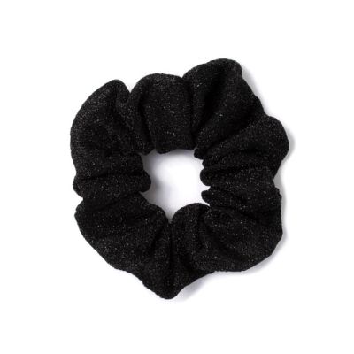 Regular - Black sparkle fabric scrunchie. Dia.10cm