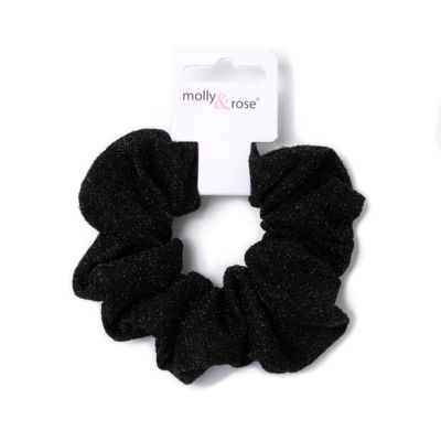 Regular - Black sparkle fabric scrunchie. Dia.10cm