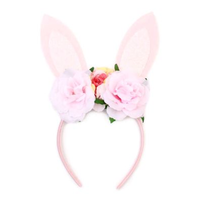 Pink rabbit garland headband