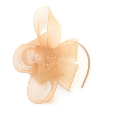 Light Gold looped net fascinator on an aliceband
