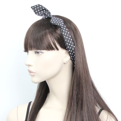 Black spotty fabric bandeau with knotted bow