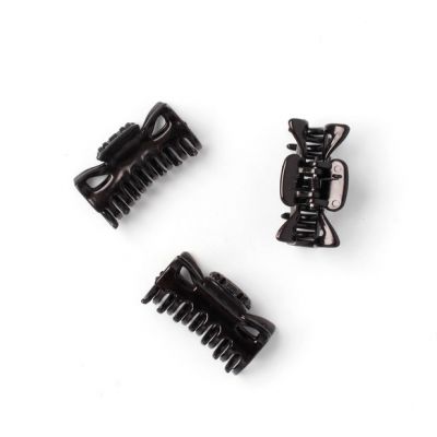 Card of 3 black clamps 4cm