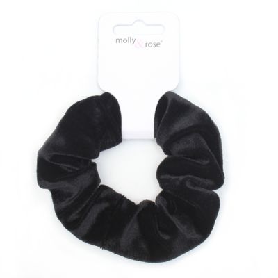 Regular - Black high shine velvet scrunchie. Dia.10cm