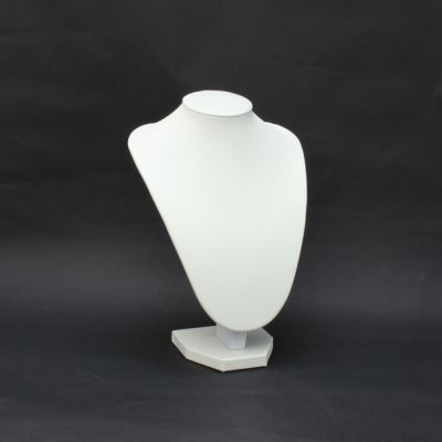 Small white faux leather jewellery bust