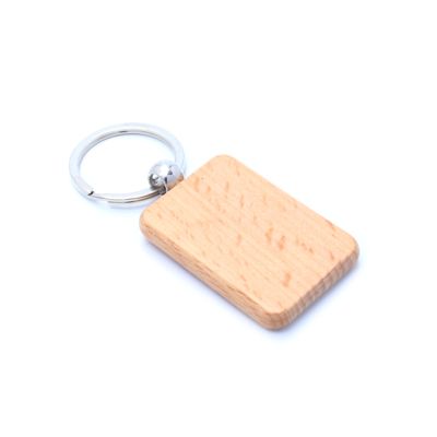 Rectangular wooden keyring 5x3.5cm