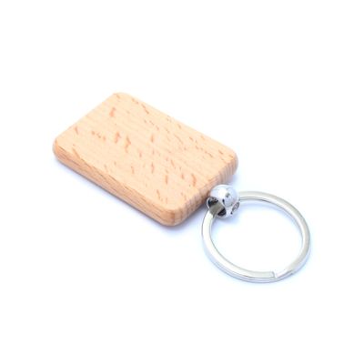 Rectangular wooden keyring 5x3.5cm
