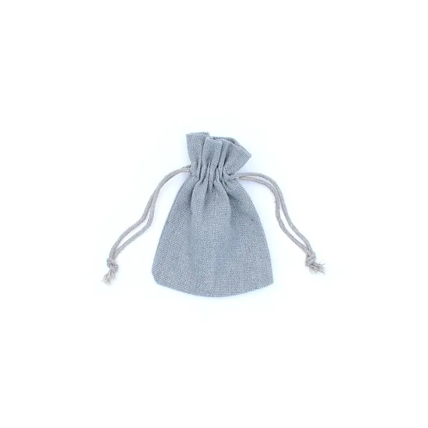 10x8cm. Grey cotton mix drawstring bag