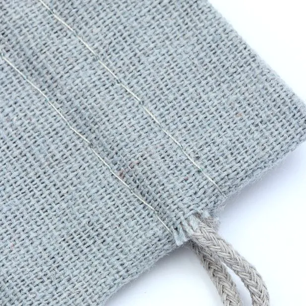 10x8cm. Grey cotton mix drawstring bag