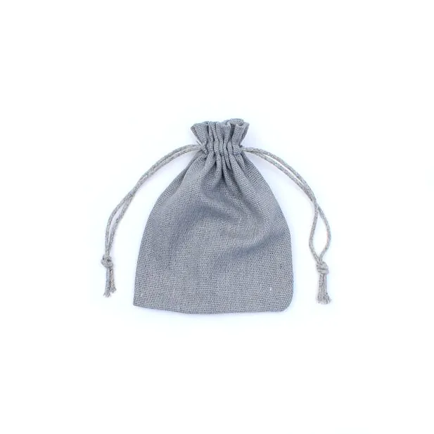 14.5x9.5cm. Grey cotton mix drawstring bag - Inca