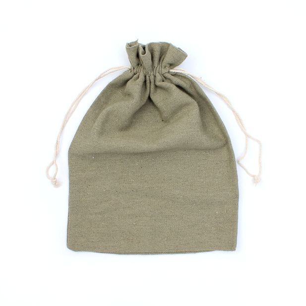 25x18cm. Olive cotton mix drawstring bag - Inca